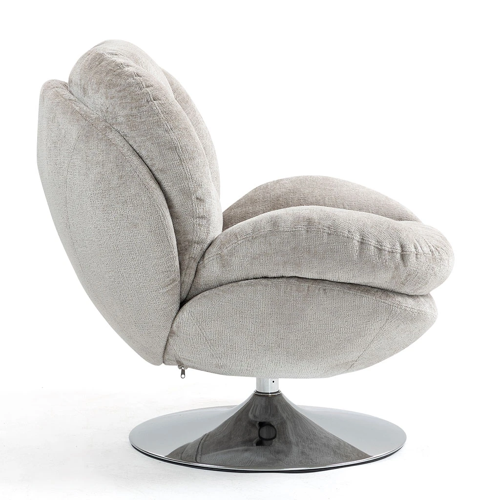 Fauteuil Pivotant En Velours Taupe - Topi 6 Fauteuil Pivotant En Velours Taupe - Topi – Image 6