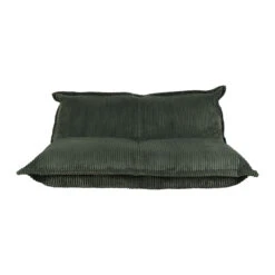 Fauteuil Pouf 2 Places En Velours Côtelé Vert -Sola