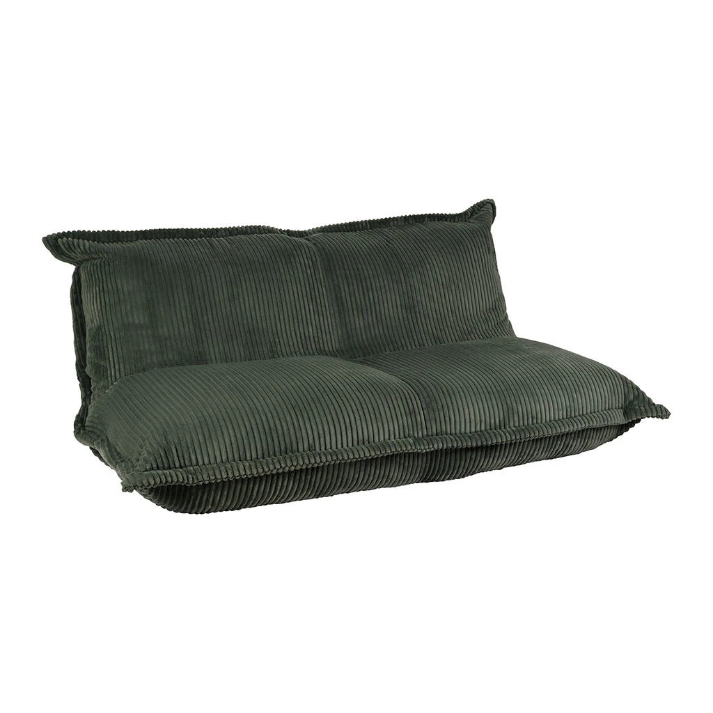 Fauteuil Pouf 2 Places En Velours Côtelé Vert -Sola 2 Fauteuil Pouf 2 Places En Velours Côtelé Vert -Sola – Image 2