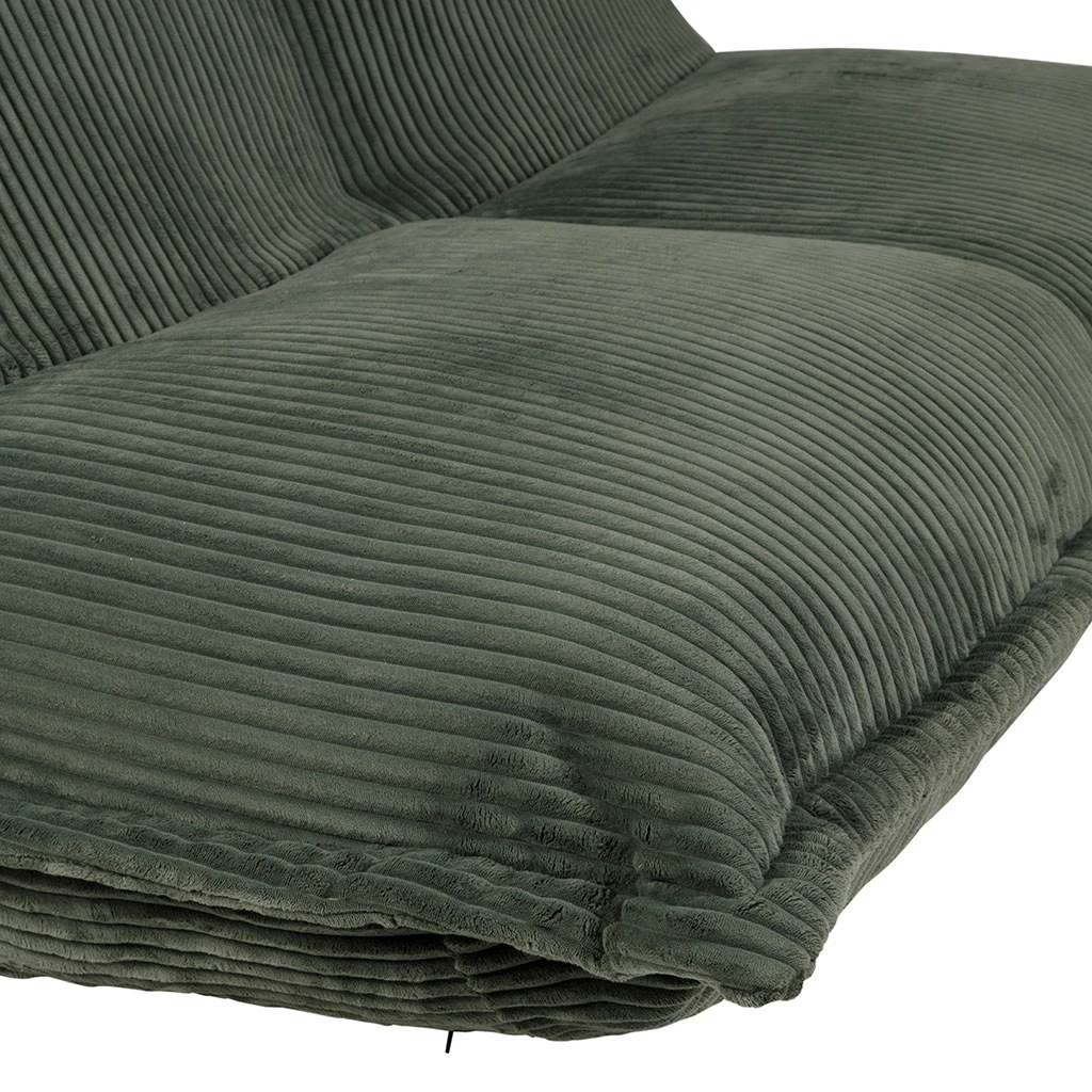 Fauteuil Pouf 2 Places En Velours Côtelé Vert -Sola 4 Fauteuil Pouf 2 Places En Velours Côtelé Vert -Sola – Image 4