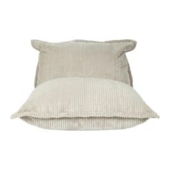 Fauteuil Pouf En Velours Côtelé Beige - Sola