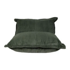 Fauteuil Pouf En Velours Côtelé Vert - Sola