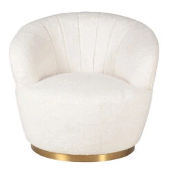 Fauteuil Tissu Effet Mohair écru - Vesna