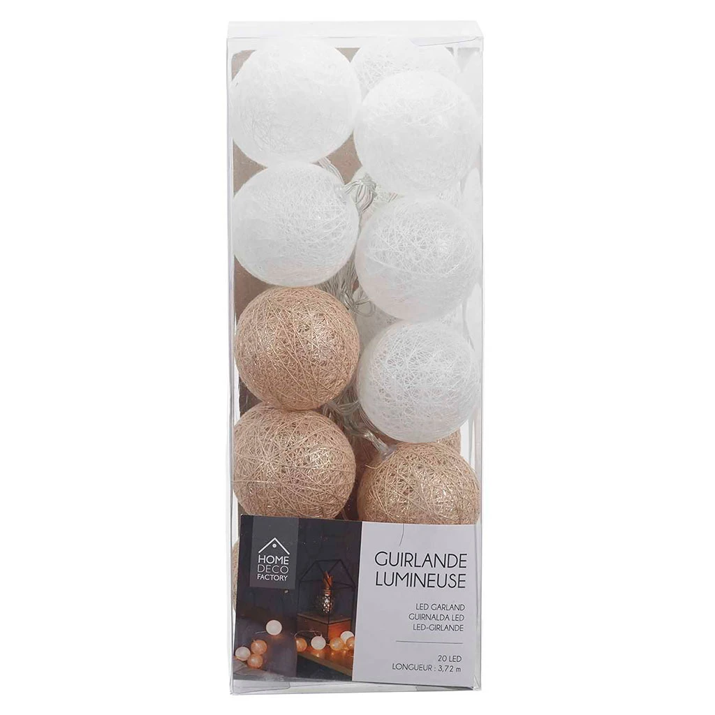 Guirlande Boule Blanc Et Or 20 Leds 5 Guirlande Boule Blanc Et Or 20 Leds – Image 5