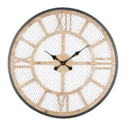 Horloge Murale Naturel Et Fer Noir D72cm - Atelier
