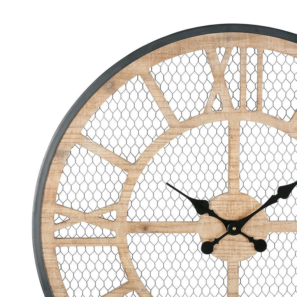 Horloge Murale Naturel Et Fer Noir D72cm - Atelier 3 Horloge Murale Naturel Et Fer Noir D72cm - Atelier – Image 3