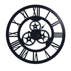 Horloge Murale Noir D70cm - Engrenage