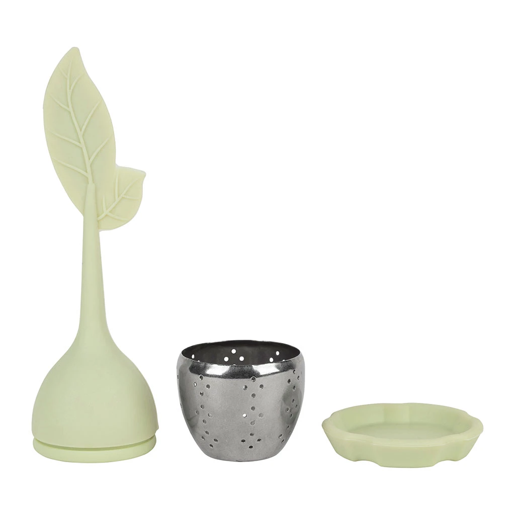 Infuseur Thé En Inox Vert D'eau - Feuille 2 Infuseur Thé En Inox Vert D'eau - Feuille – Image 2