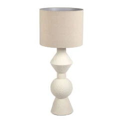 Lampadaire En Céramique Et Lin écru Moucheté H116cm - Minera