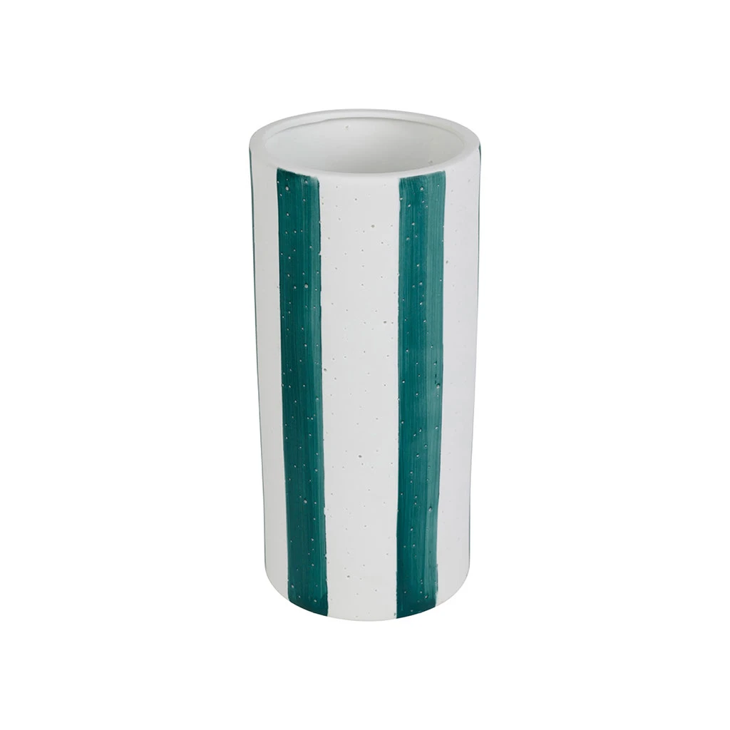 Lampe Cylindre En Porcelaine Rayée émeraude Et Blanc H24cm - Alaria 4 Lampe Cylindre En Porcelaine Rayée émeraude Et Blanc H24cm - Alaria – Image 4