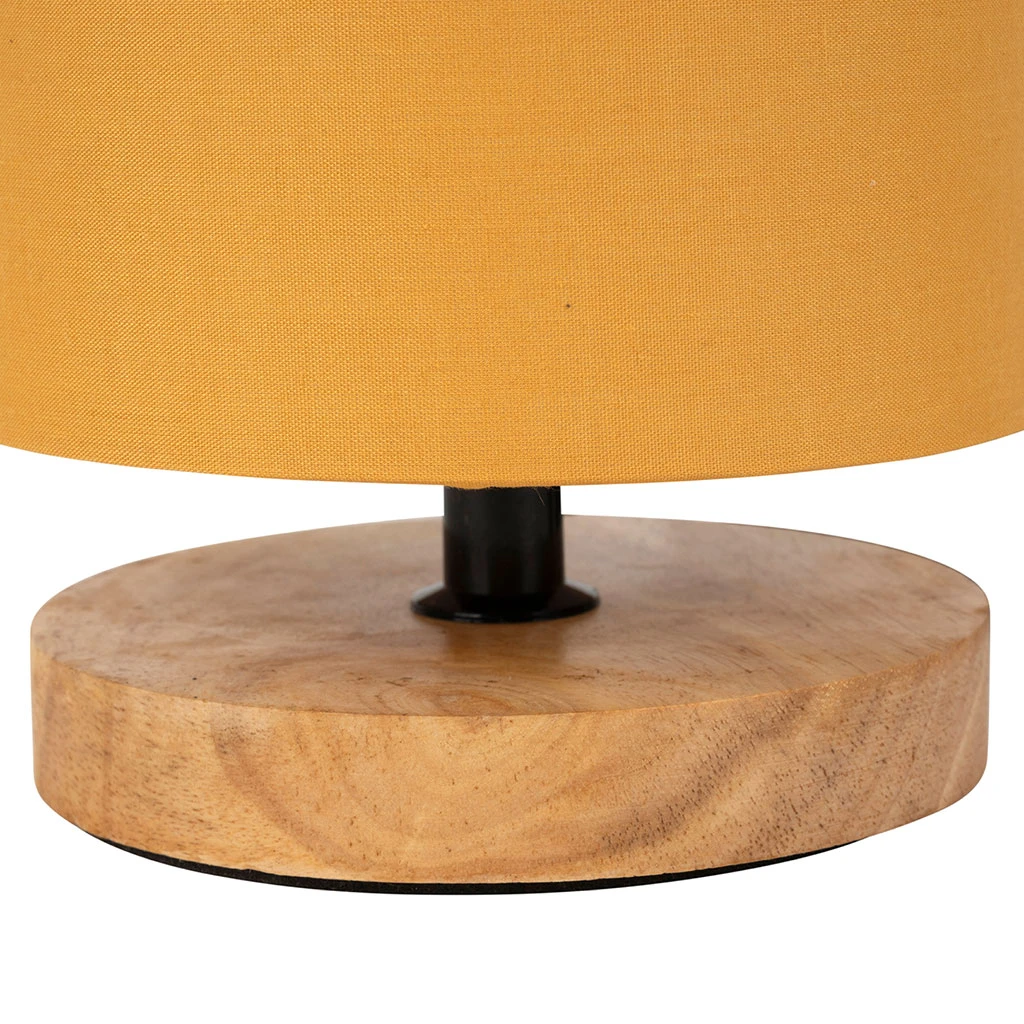 Lampe En Bois D'hévéa Et Coton Naturel Et Moutarde H24cm - Filen 4 Lampe En Bois D'hévéa Et Coton Naturel Et Moutarde H24cm - Filen – Image 4