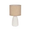 Lampe En Céramique Blanche Mat Et Lin H26cm - Gaïa