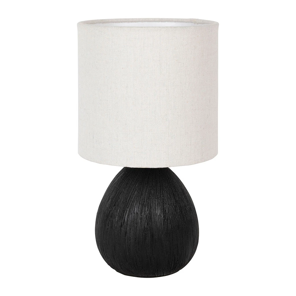 Lampe En Céramique Et Lin Noir Et écru H26cm-Minimal 1 Lampe En Céramique Et Lin Noir Et écru H26cm-Minimal