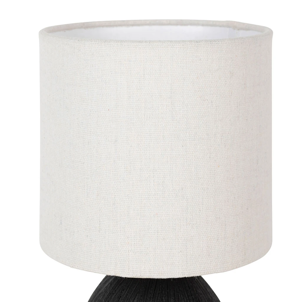 Lampe En Céramique Et Lin Noir Et écru H26cm-Minimal 2 Lampe En Céramique Et Lin Noir Et écru H26cm-Minimal – Image 2