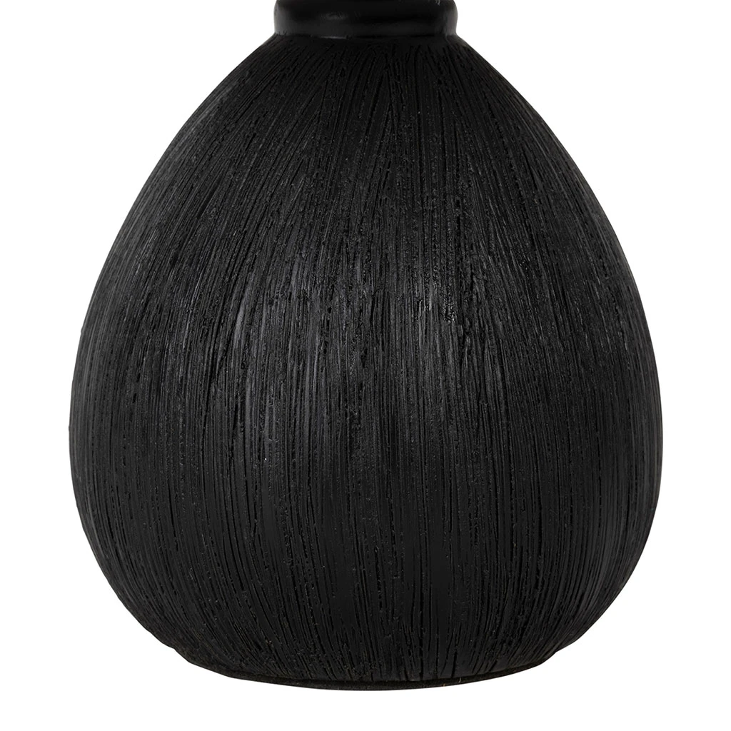 Lampe En Céramique Et Lin Noir Et écru H26cm-Minimal 3 Lampe En Céramique Et Lin Noir Et écru H26cm-Minimal – Image 3