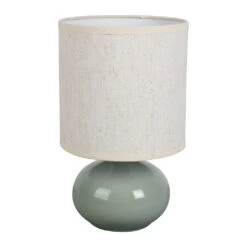Lampe En Céramique Et Lin Sauge H25cm - Klosen