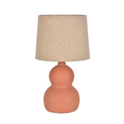 Lampe En Céramique Et Lin Terracotta H38.5cm - Dryade