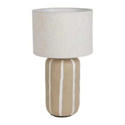 Lampe En Céramique Rayée Beige Et Blanc H46cm - Paese