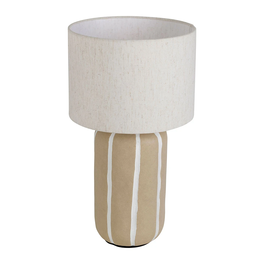 Lampe En Céramique Rayée Beige Et Blanc H46cm - Paese 2 Lampe En Céramique Rayée Beige Et Blanc H46cm - Paese – Image 2