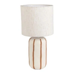 Lampe En Céramique Rayée Brun Et écru H40cm - Paese