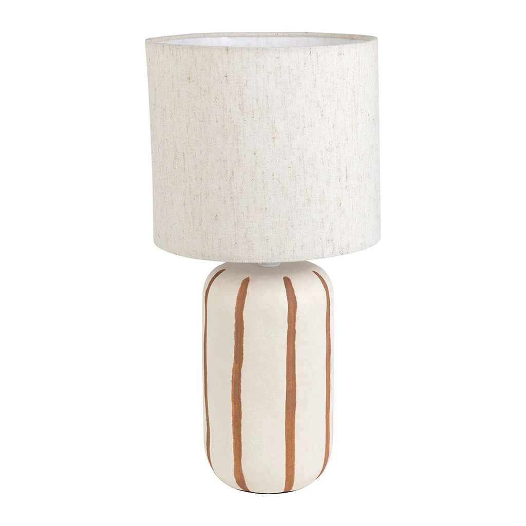 Lampe En Céramique Rayée Brun Et écru H40cm - Paese 1 Lampe En Céramique Rayée Brun Et écru H40cm - Paese