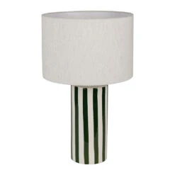 Lampe En Céramique Rayée écru Et Vert H47cm - Medi