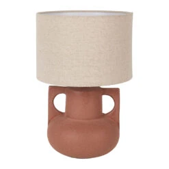 Lampe En Céramique Terracotta Et Lin H33.5cm - Eterra