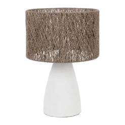 Lampe En Fer Blanc Et Jute H41cm - Quintao