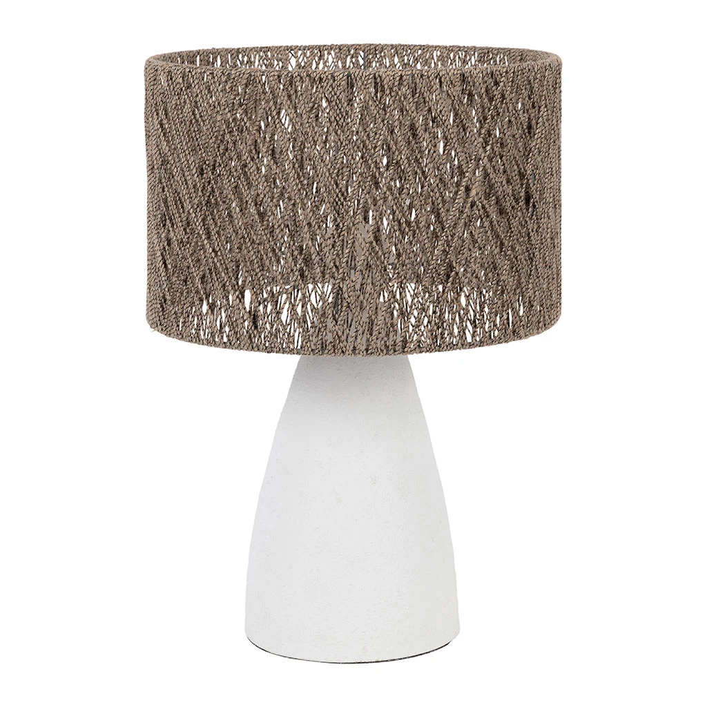 Lampe En Fer Blanc Et Jute H41cm - Quintao 1 Lampe En Fer Blanc Et Jute H41cm - Quintao