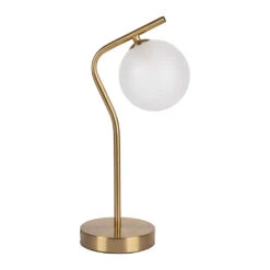 Lampe En Fer Et Verre Doré Et Blanc H37.5cm - Ardecor