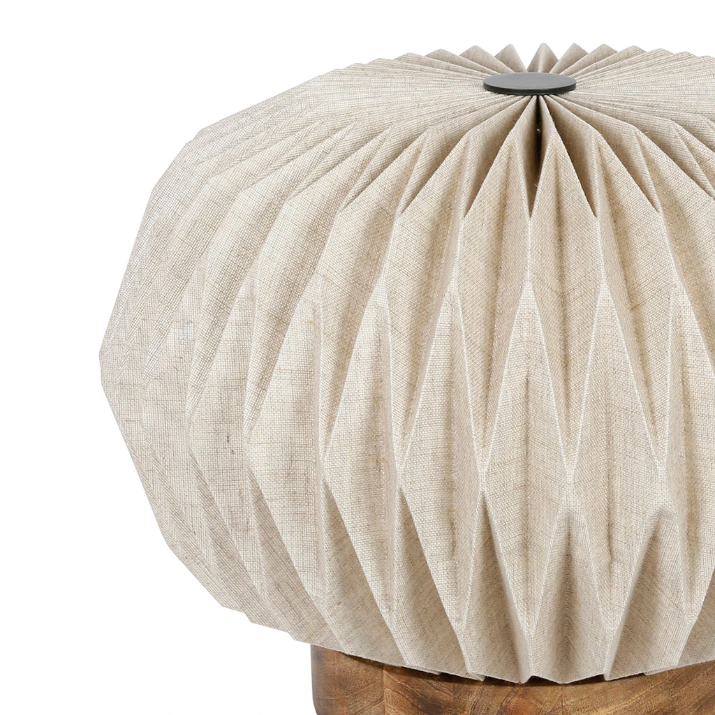 Lampe En Papier Et Lin Blanc Et Support En Manguier Naturel D43xh31cm - Fontelo 2 Lampe En Papier Et Lin Blanc Et Support En Manguier Naturel D43xh31cm - Fontelo – Image 2