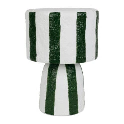 Lampe En Porcelaine Rayée émeraude Et Blanc H27cm - Alaria