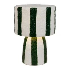 Lampe En Porcelaine Rayée émeraude Et Blanc H27cm - Alaria -Magasin Général Pour La Maison lampe en porcelaine rayee emeraude et blanc h27cm alaria 79042 79042 UTI01 WEB
