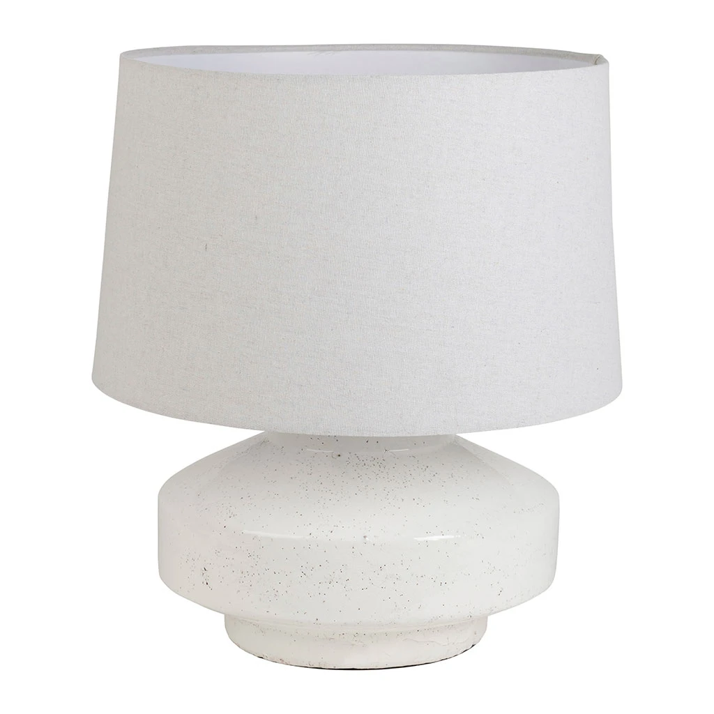 Lampe En Terre Cuite Et Lin Blanc H44.5cm - Tahra 1 Lampe En Terre Cuite Et Lin Blanc H44.5cm - Tahra