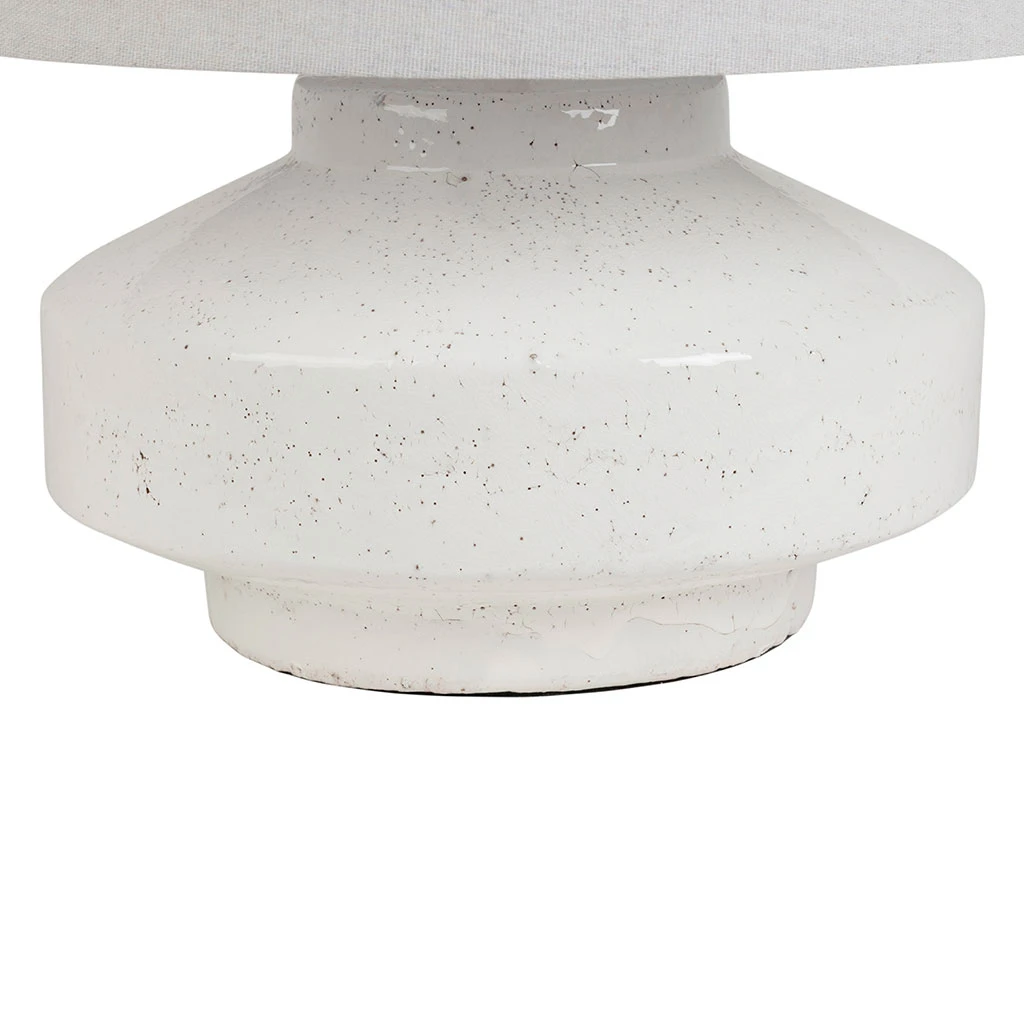 Lampe En Terre Cuite Et Lin Blanc H44.5cm - Tahra 2 Lampe En Terre Cuite Et Lin Blanc H44.5cm - Tahra – Image 2