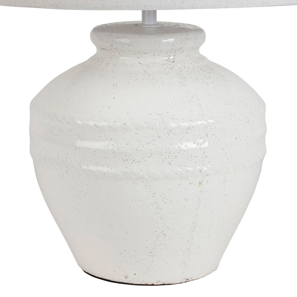 Lampe En Terre Cuite Et Lin Blanc H47.5cm - Tahra 2 Lampe En Terre Cuite Et Lin Blanc H47.5cm - Tahra – Image 2