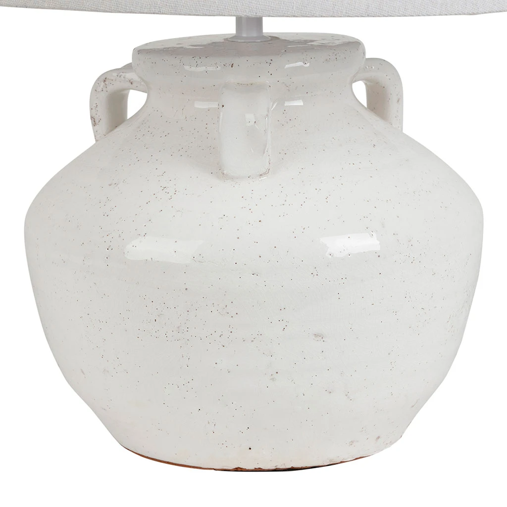 Lampe En Terre Cuite Et Lin Blanc H47cm - Tahra 2 Lampe En Terre Cuite Et Lin Blanc H47cm - Tahra – Image 2