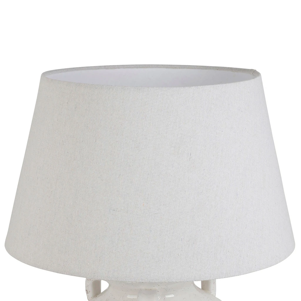 Lampe En Terre Cuite Et Lin Blanc H47cm - Tahra 3 Lampe En Terre Cuite Et Lin Blanc H47cm - Tahra – Image 3