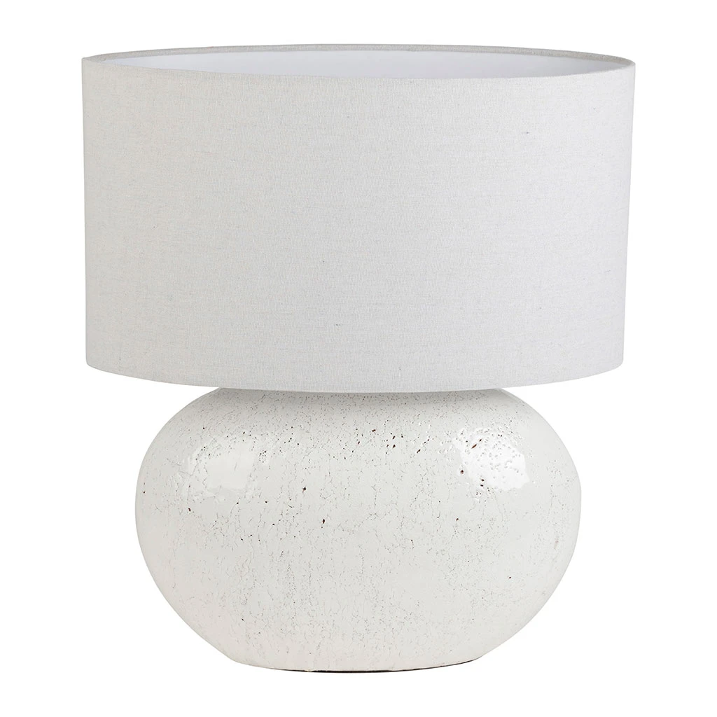 Lampe En Terre Cuite Et Lin Blanc H50cm - Tahra 1 Lampe En Terre Cuite Et Lin Blanc H50cm - Tahra