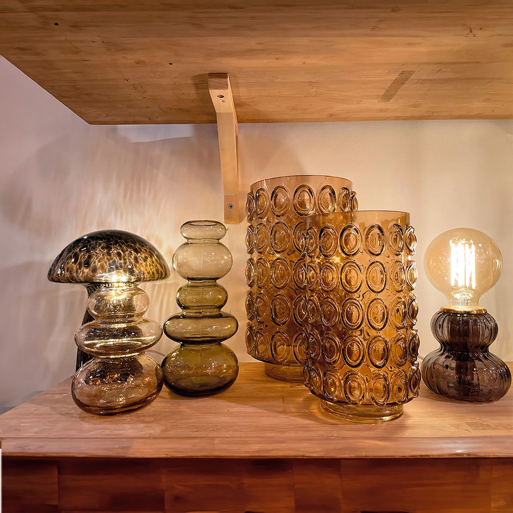 Lampe En Verre Fumé Noir H12cm - Eli 2 Lampe En Verre Fumé Noir H12cm - Eli – Image 2