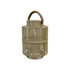 Lanterne En Fer Et Osier Blanc H45cm - Pasil