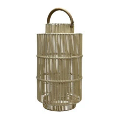Lanterne En Fer Et Osier Blanc H75cm - Pasil
