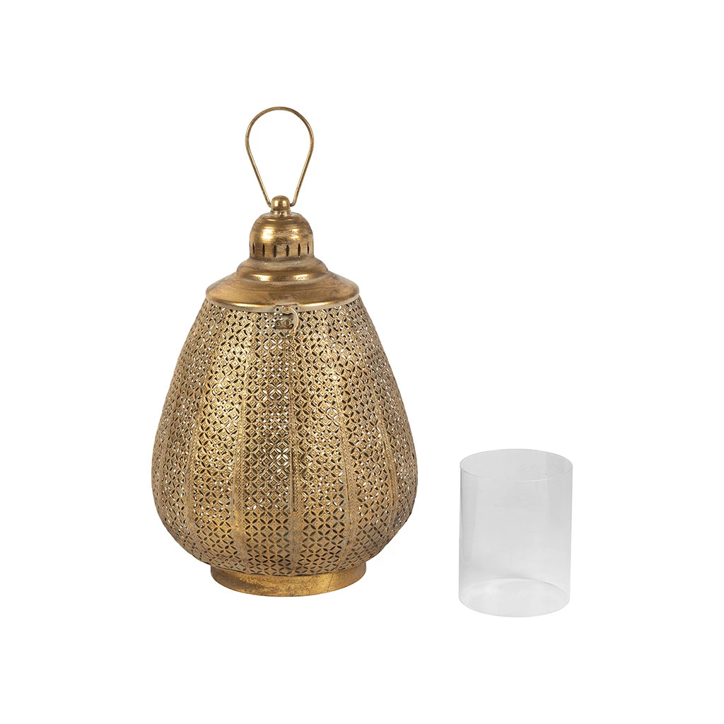 Lanterne En Fer Et Verre Doré H43cm - Orient 4 Lanterne En Fer Et Verre Doré H43cm - Orient – Image 4
