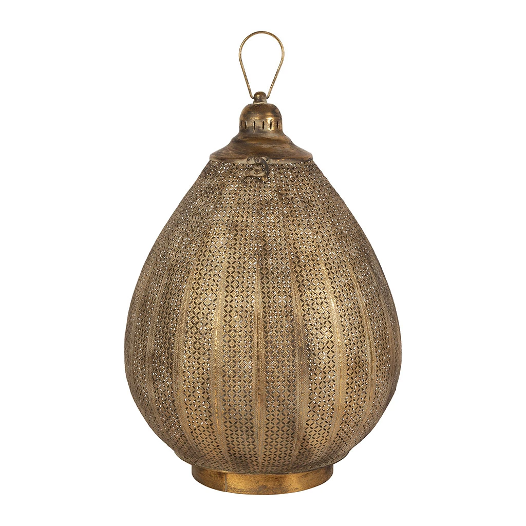 Lanterne En Fer Et Verre Doré H64cm - Orient 1 Lanterne En Fer Et Verre Doré H64cm - Orient