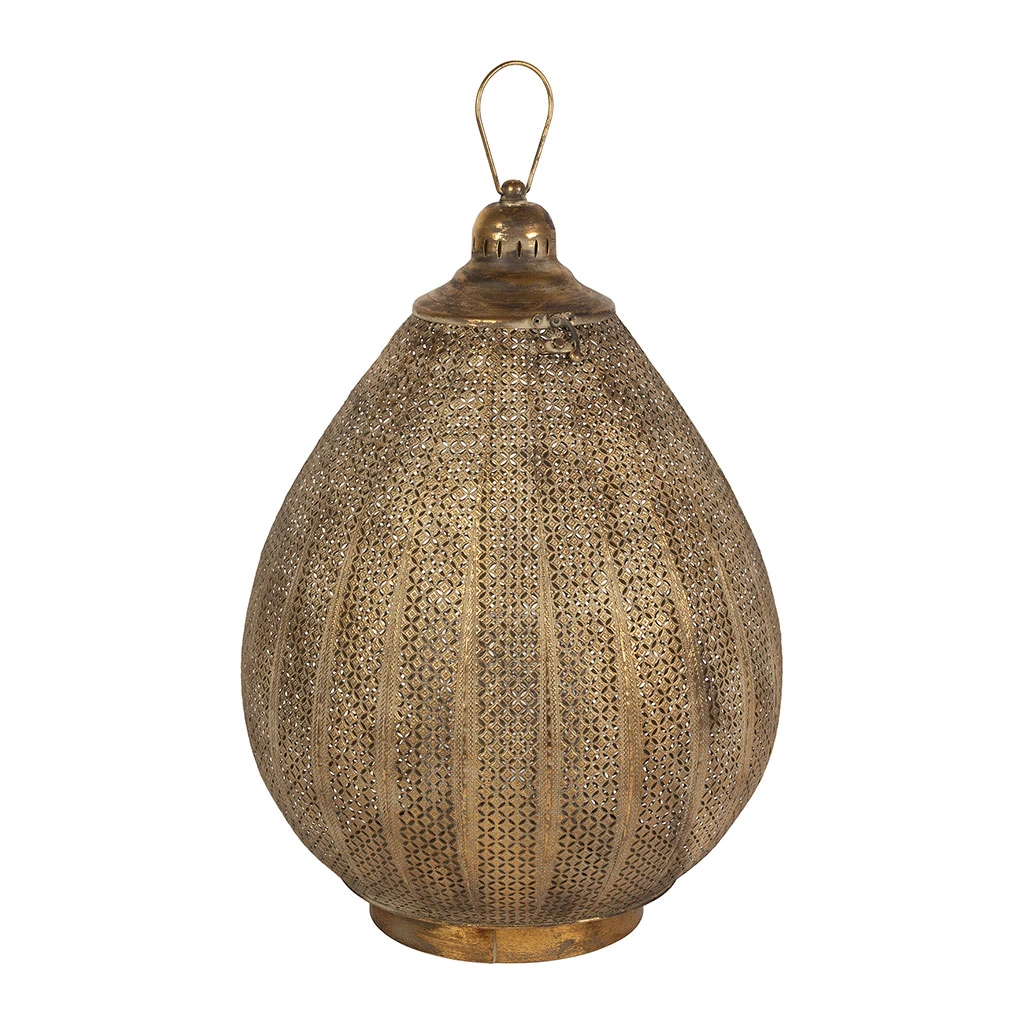 Lanterne En Fer Et Verre Doré H64cm - Orient 2 Lanterne En Fer Et Verre Doré H64cm - Orient – Image 2