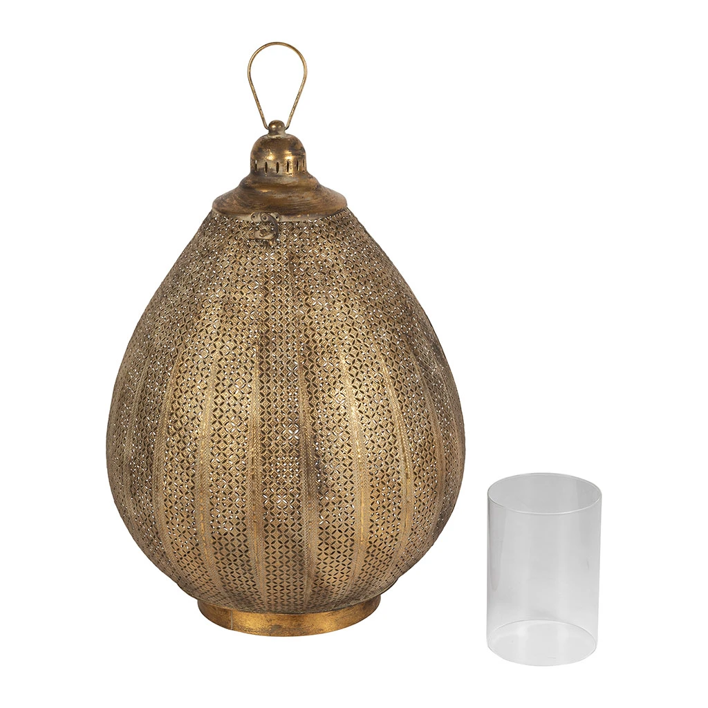 Lanterne En Fer Et Verre Doré H64cm - Orient 4 Lanterne En Fer Et Verre Doré H64cm - Orient – Image 4