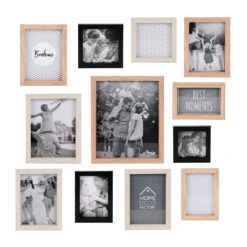 Lot De 12 Cadres Photo Naturel Et Noir
