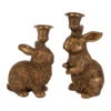 Lot De 2 Bougeoirs Lapin En Poudre De Pierre Et Fer Mordoré - Floreal