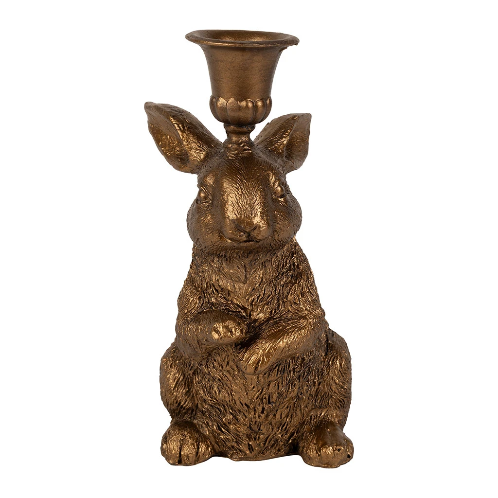 Lot De 2 Bougeoirs Lapin En Poudre De Pierre Et Fer Mordoré - Floreal 4 Lot De 2 Bougeoirs Lapin En Poudre De Pierre Et Fer Mordoré - Floreal – Image 4