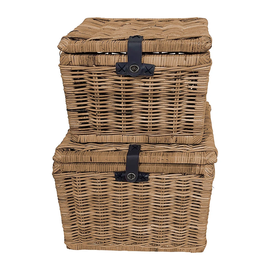 Lot De 2 Coffres Gigognes En Rotin Grisé - Java 1 Lot De 2 Coffres Gigognes En Rotin Grisé - Java